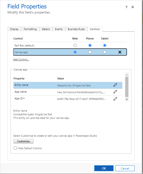 Canvas App embedded in ModelDriven App Dynamics Chronicles